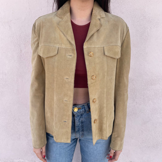 Giacca in pelle beige
