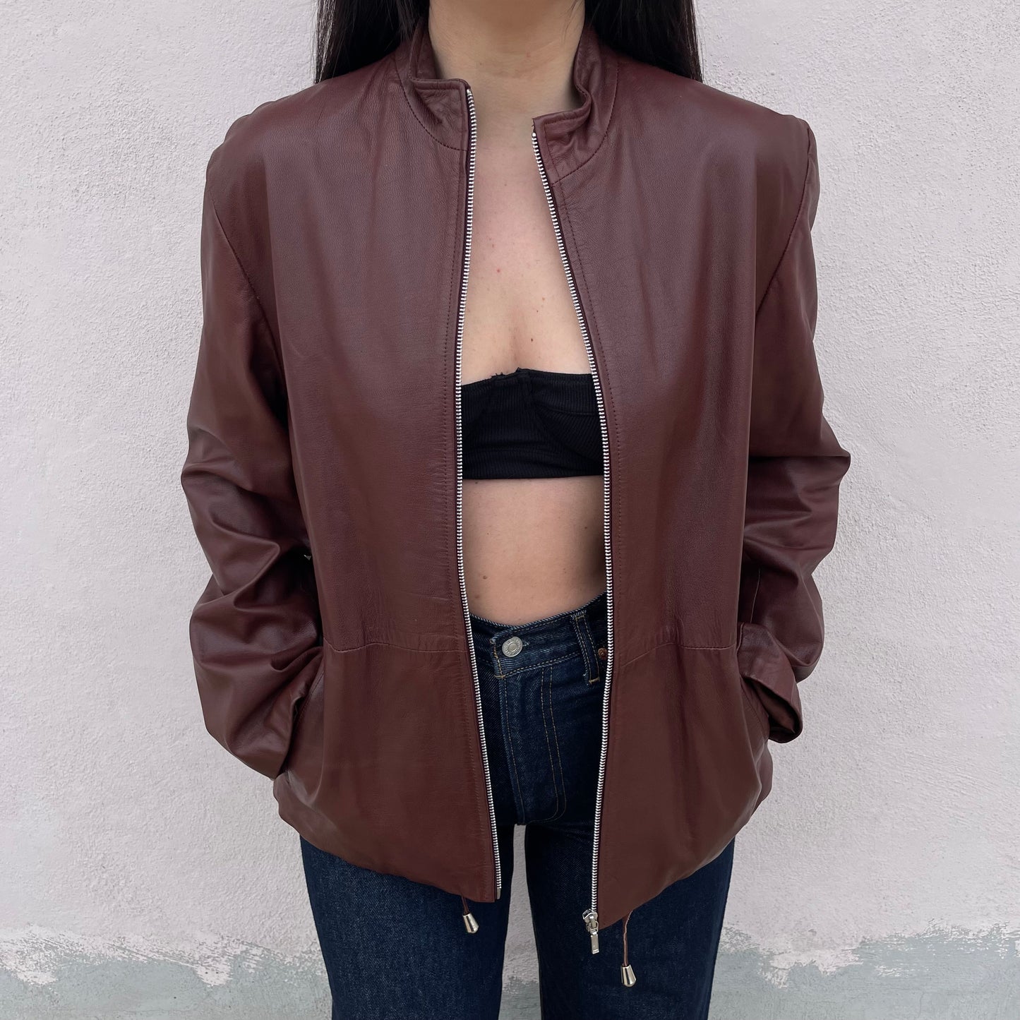 Giacca in pelle burgundy