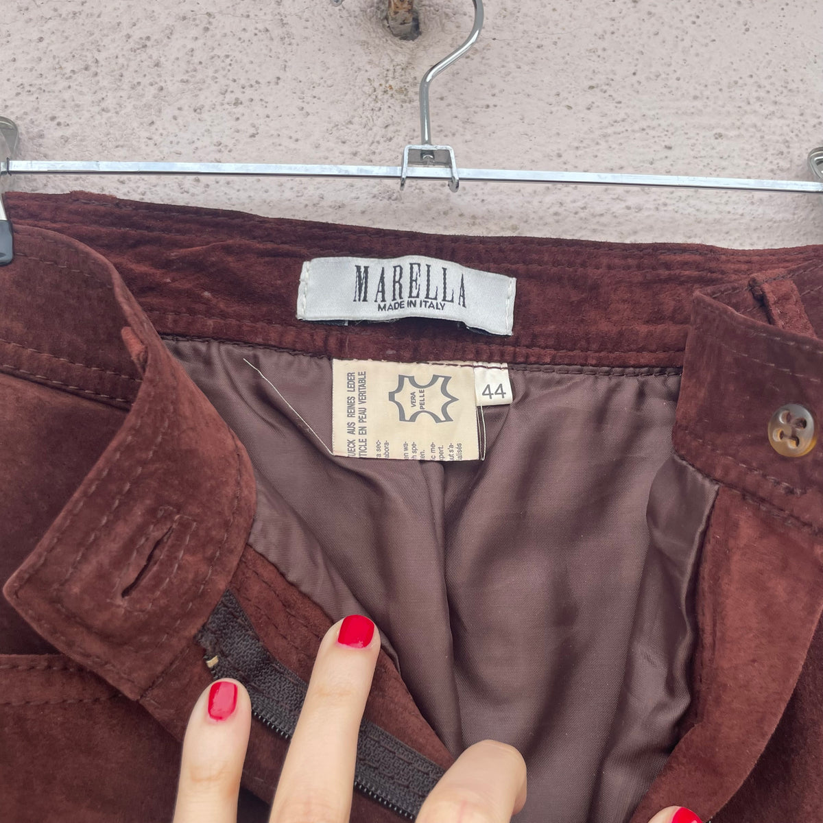 Pantaloni pelle tabacco Marella