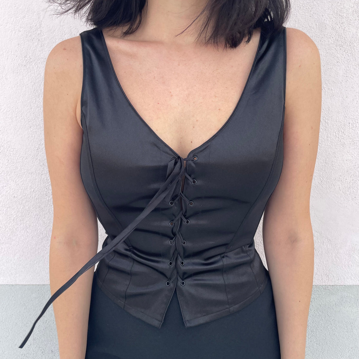 Bustier nero raso