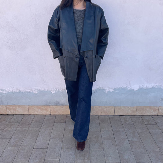 Cappotto in pelle trapuntato