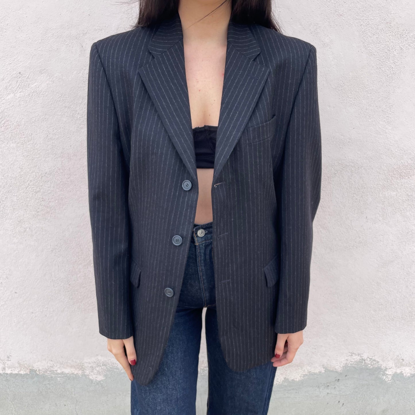 Blazer gessato lana di Tasmania