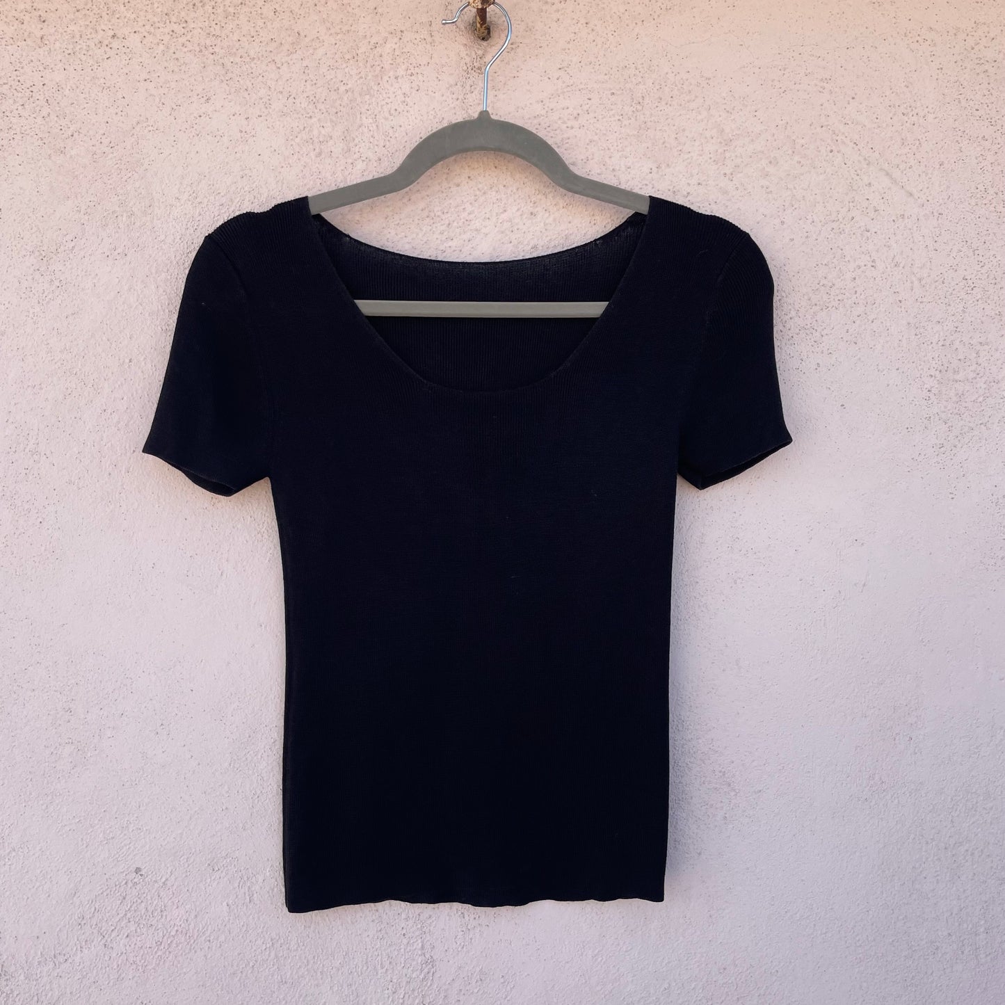 Top nero maglia di seta