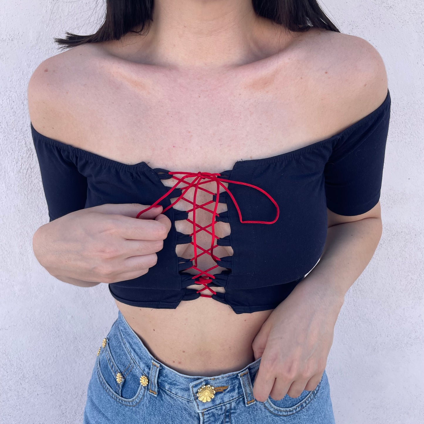 Top bardot corsetto