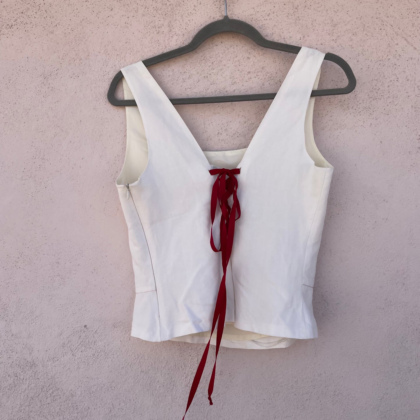 Bustier bianco corsetto ciliegia
