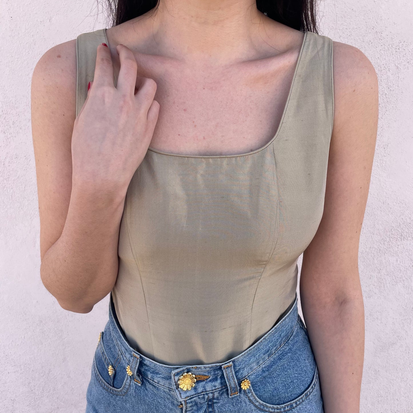 Top bustier sabbia in seta