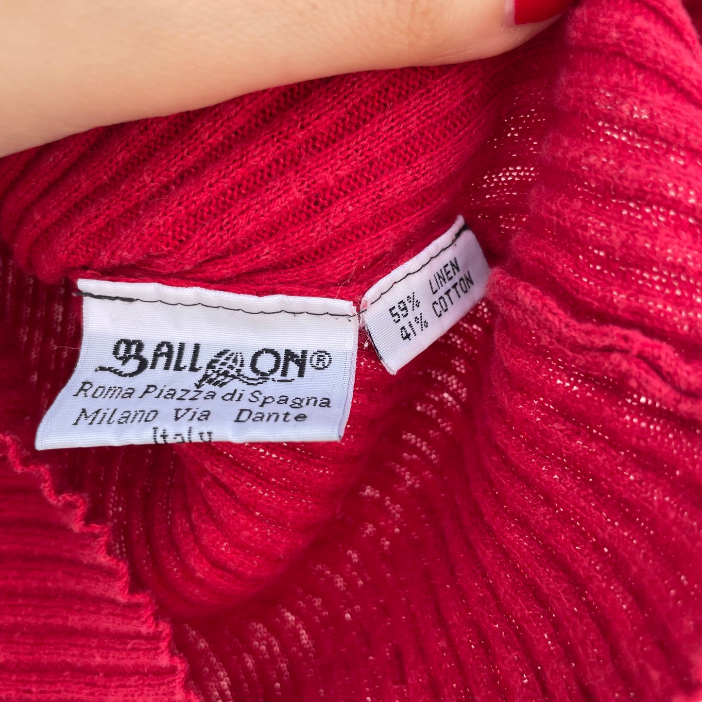 Top rosso lino cotone