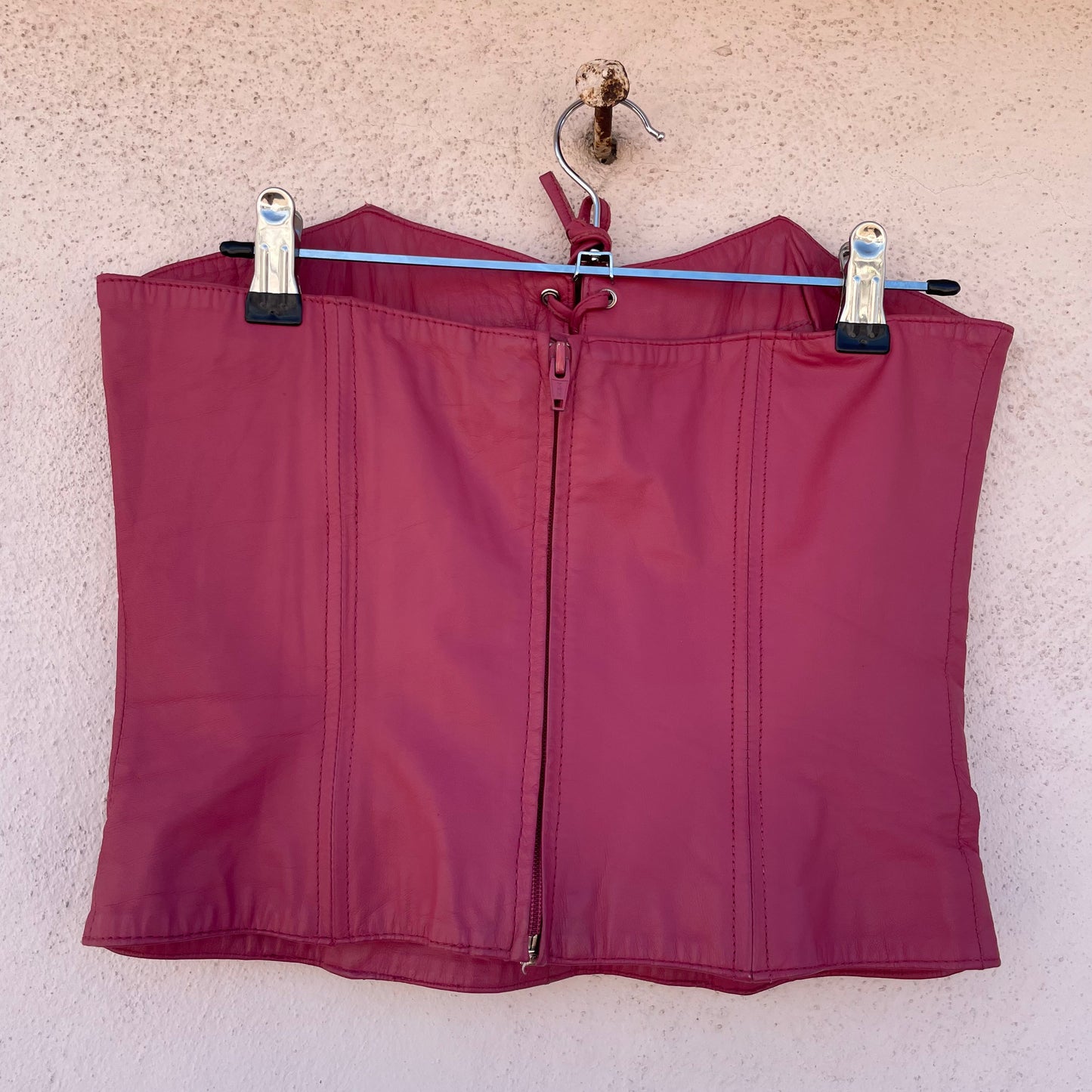 Bustier in pelle rosa antico