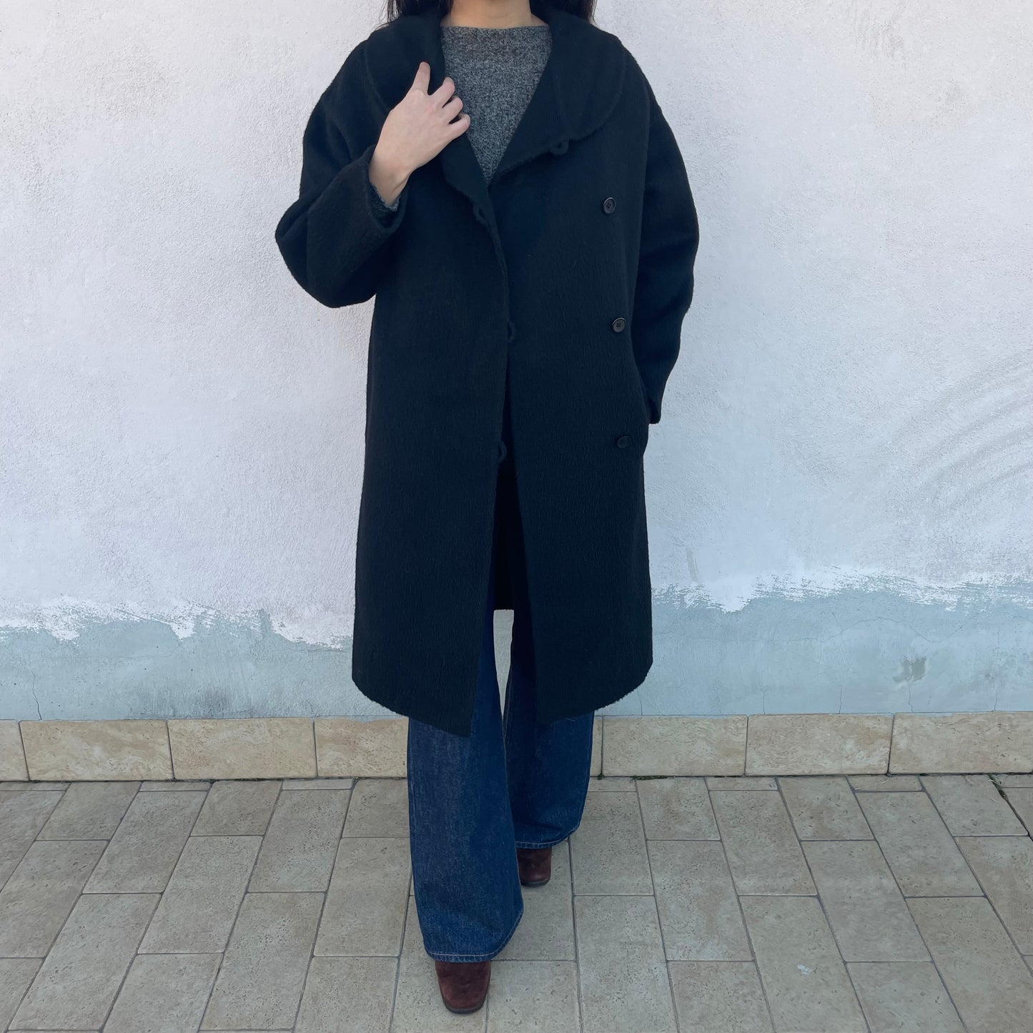 Cappotto alpaca nero