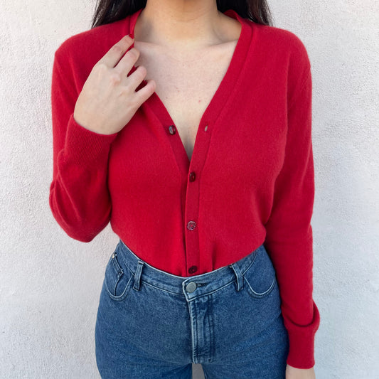 Cardigan rosso cashmere