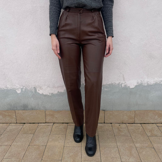 Pantaloni pelle marrone