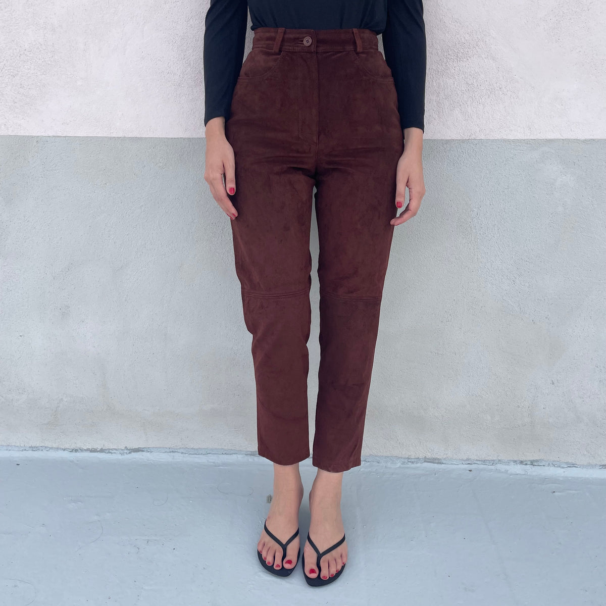 Pantaloni pelle tabacco Marella