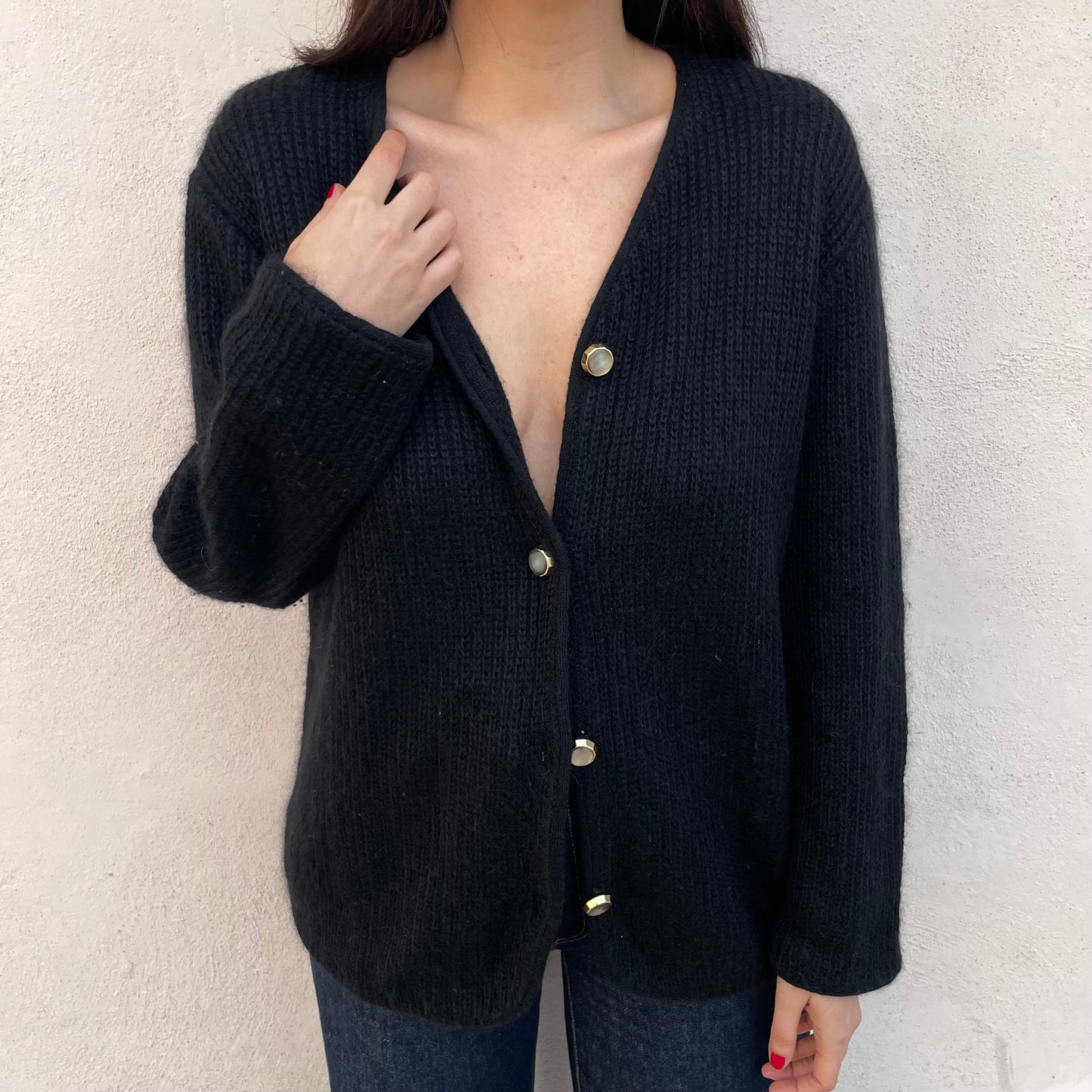 Cardigan nero mohair