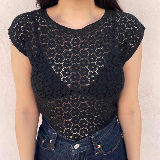 Top pizzo nero