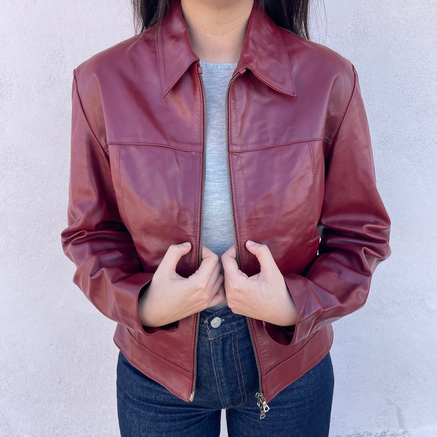 Giacca pelle bordeaux
