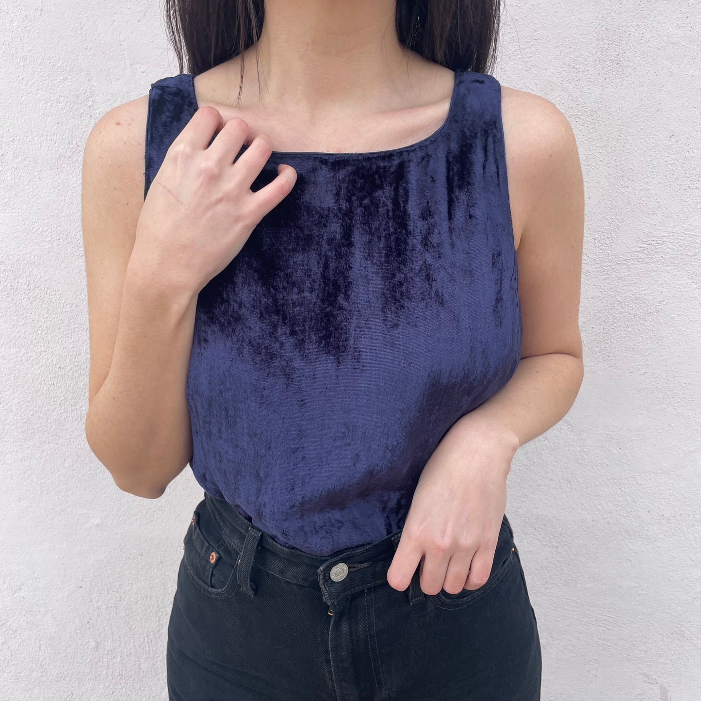 Top velluto blu