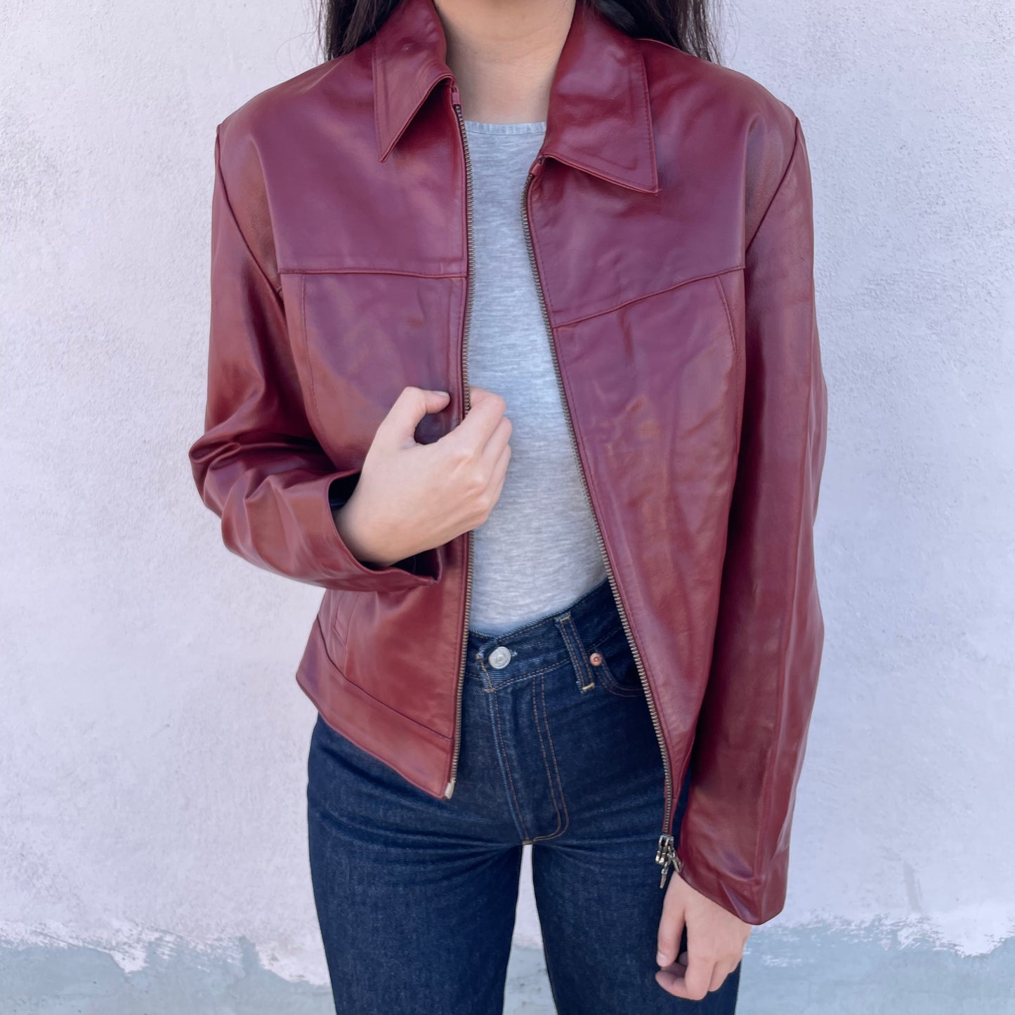 Giacca pelle bordeaux