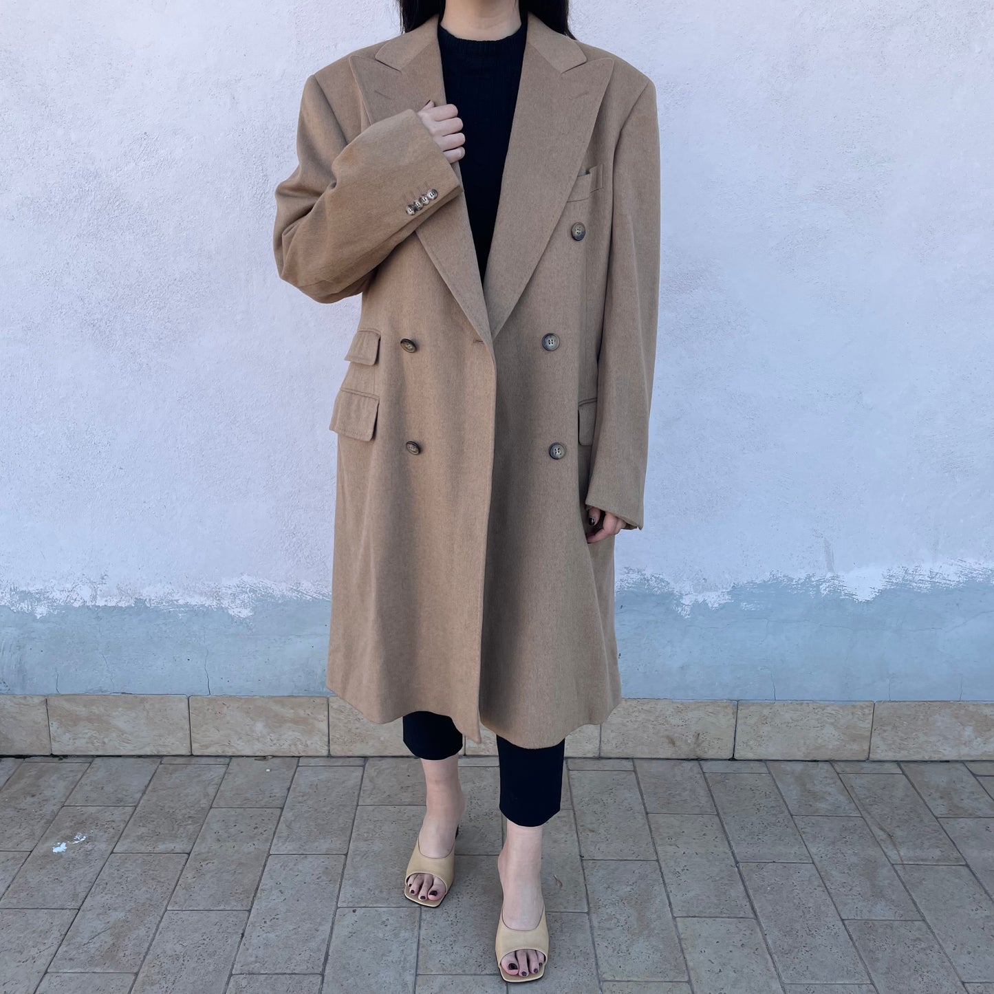 Cappotto doppiopetto cammello