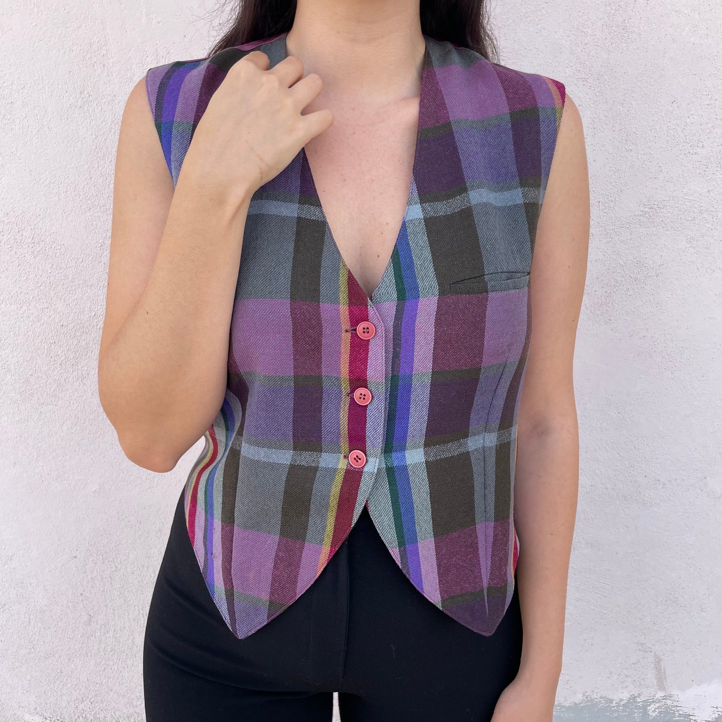 Gilet tartan malva