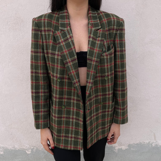 Blazer doppiopetto tartan oliva