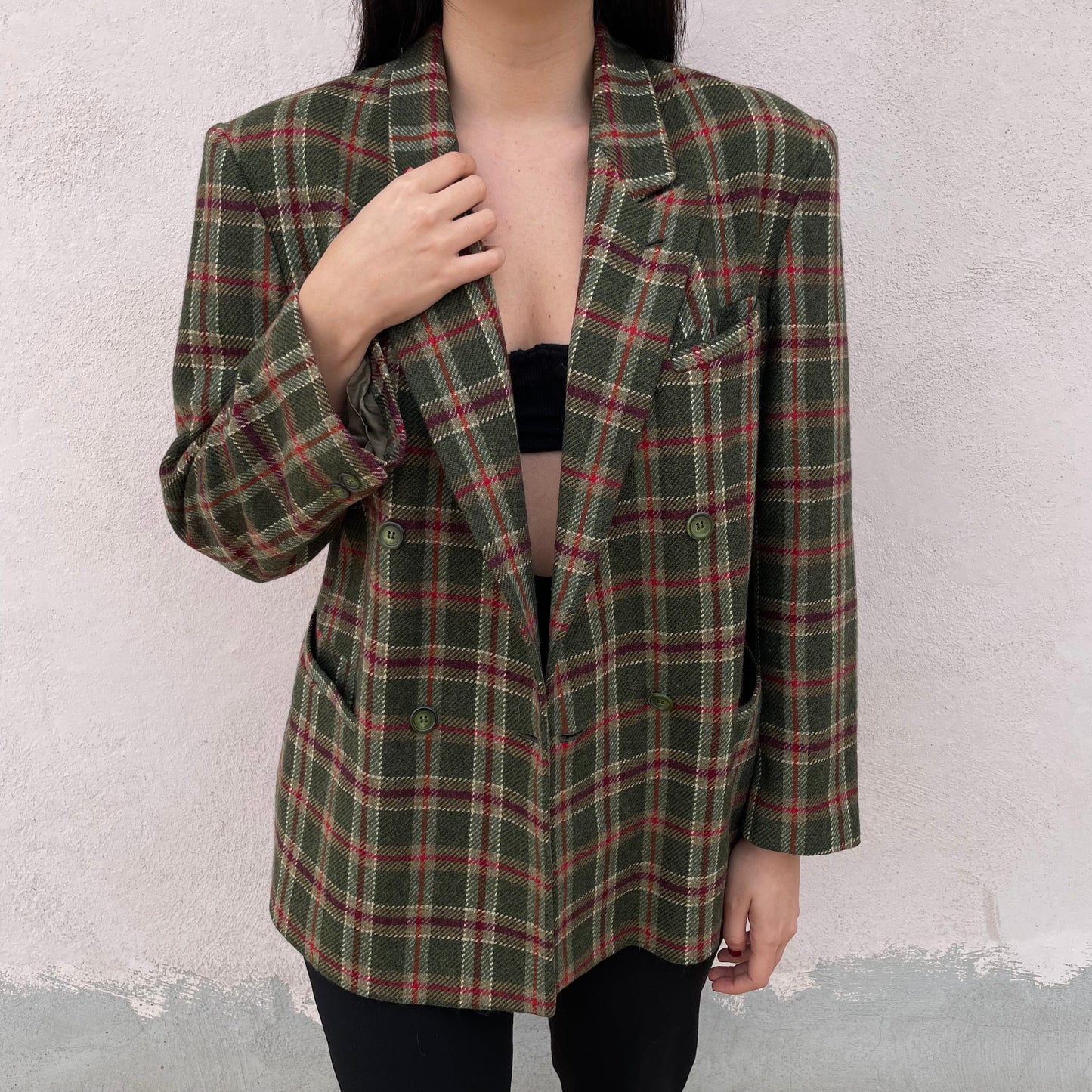 Blazer doppiopetto tartan oliva