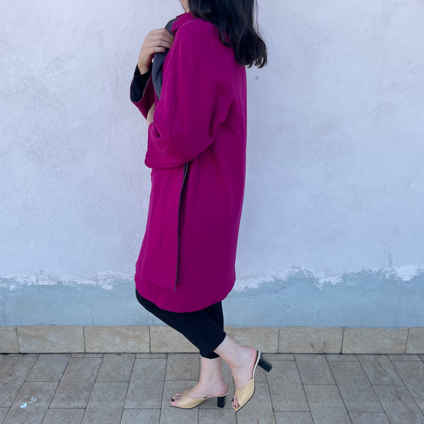 Cappotto double face magenta/antracite