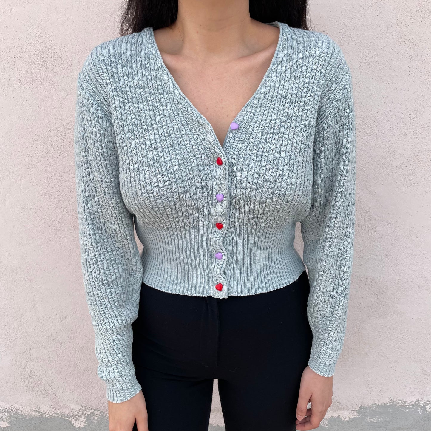 Cardigan celeste bottoni