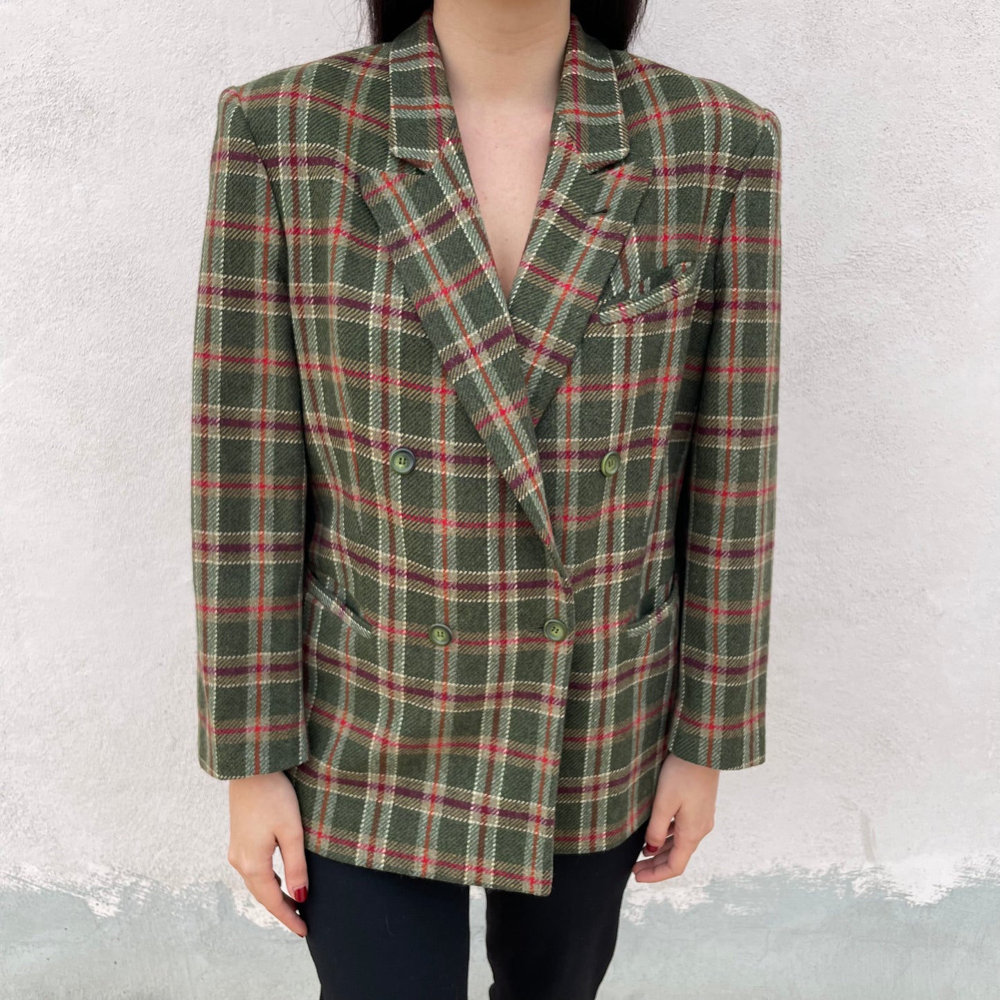 Blazer doppiopetto tartan oliva