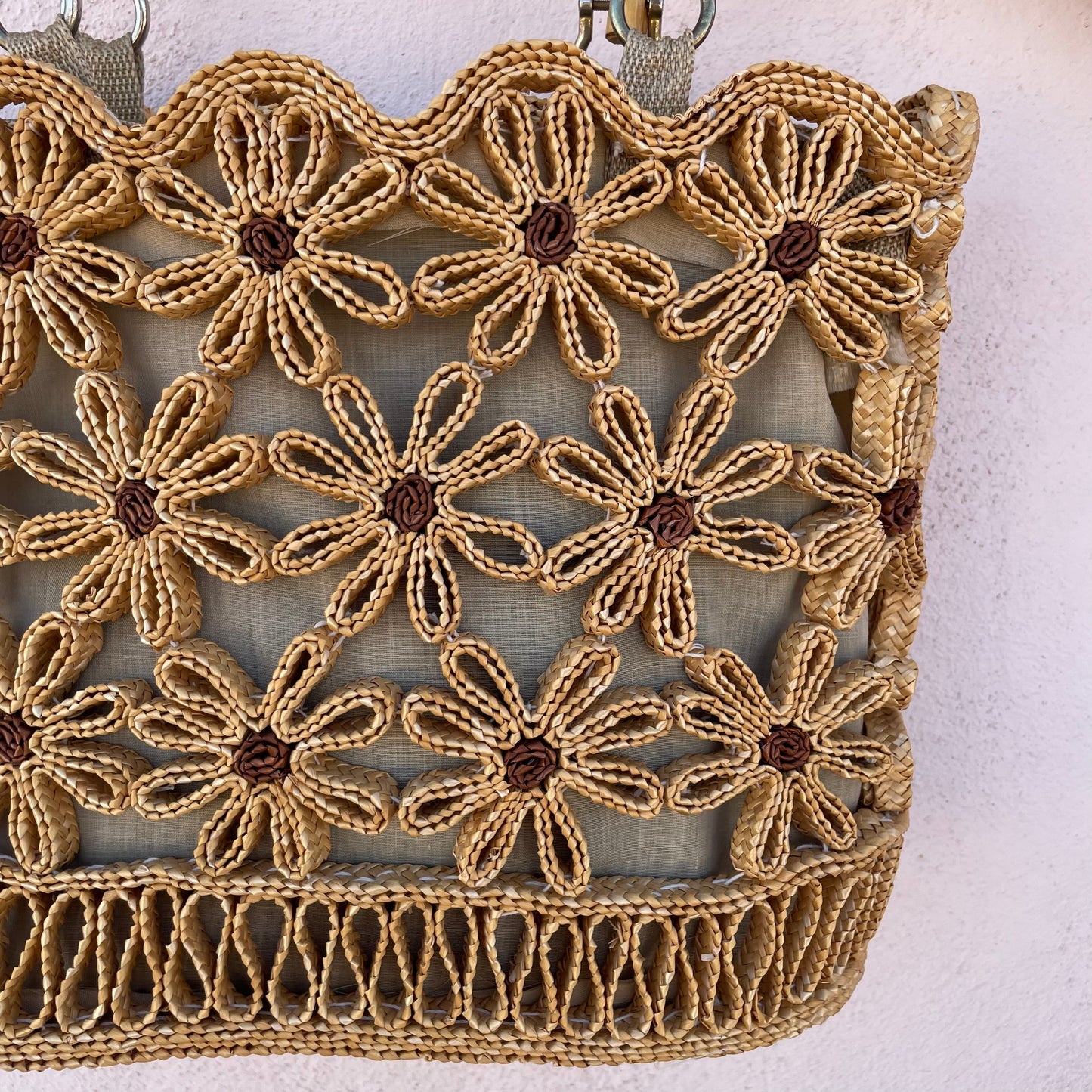 Borsa paglia fiori