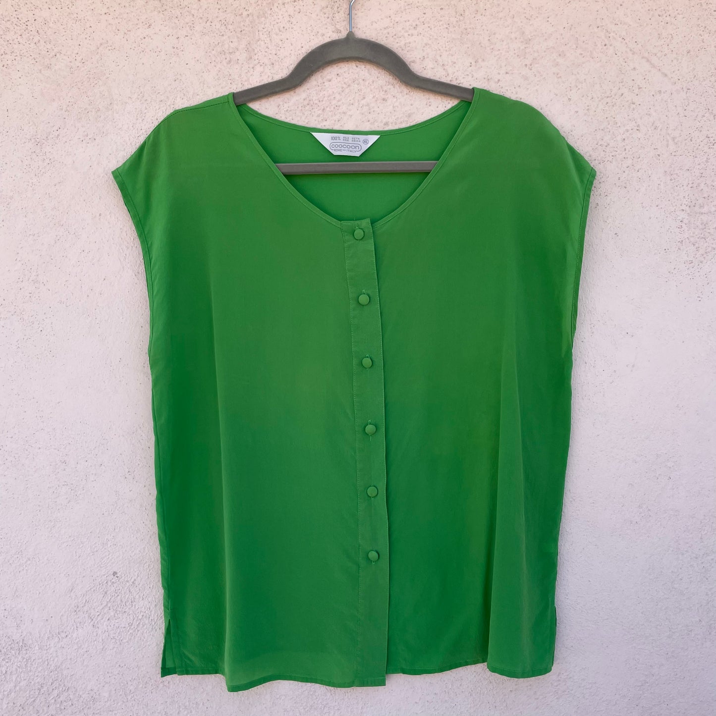 Top verde seta