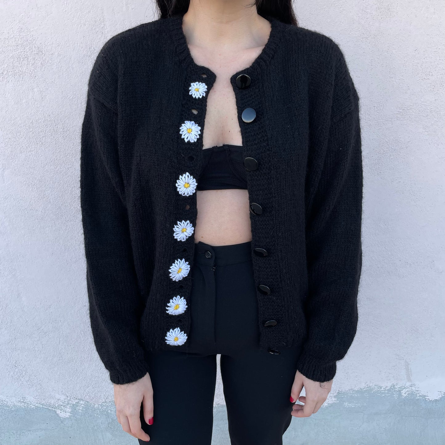 Cardigan nero margherite