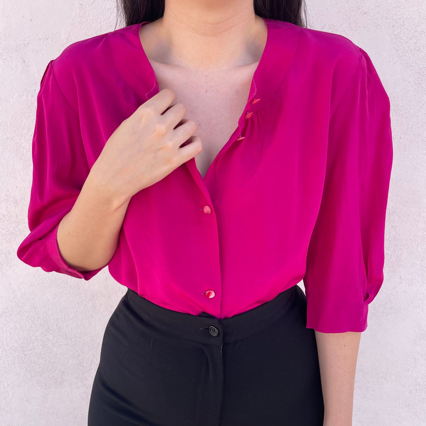 Blusa seta fucsia