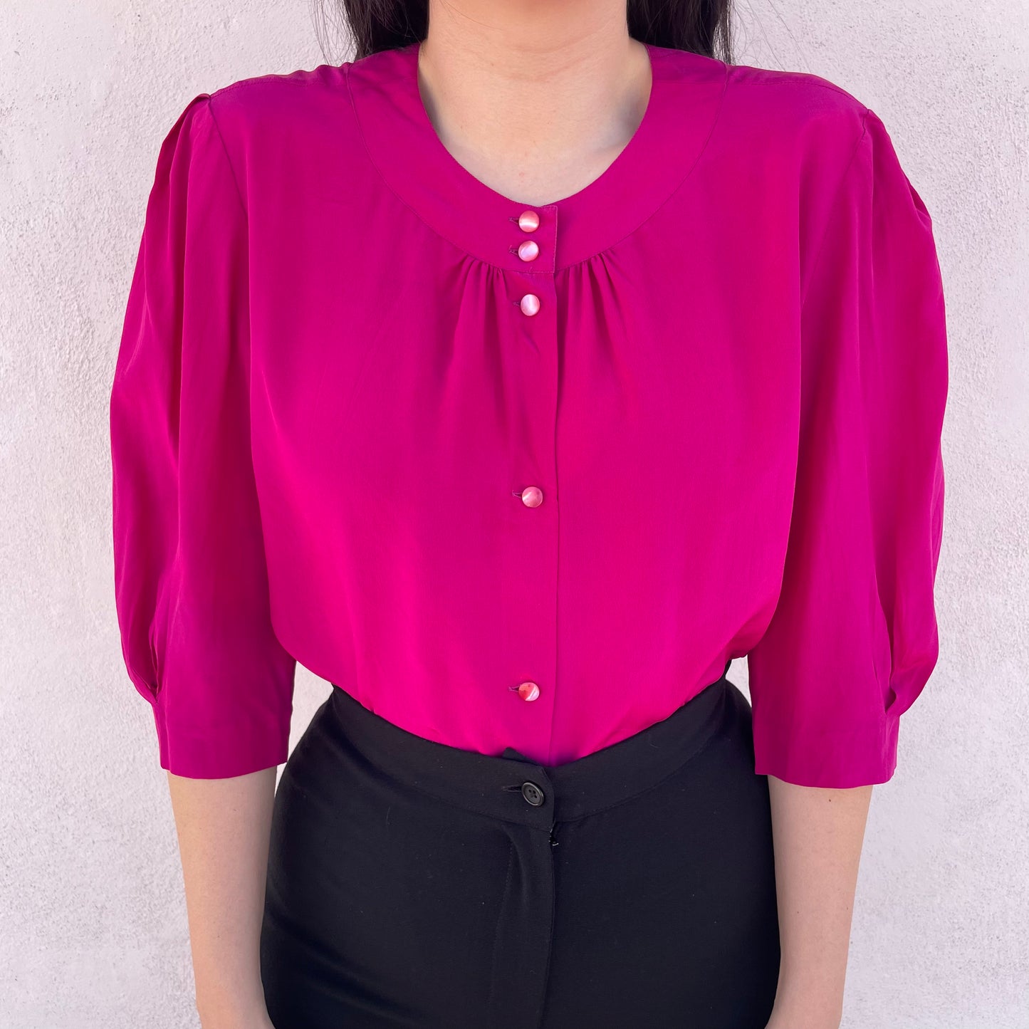 Blusa seta fucsia