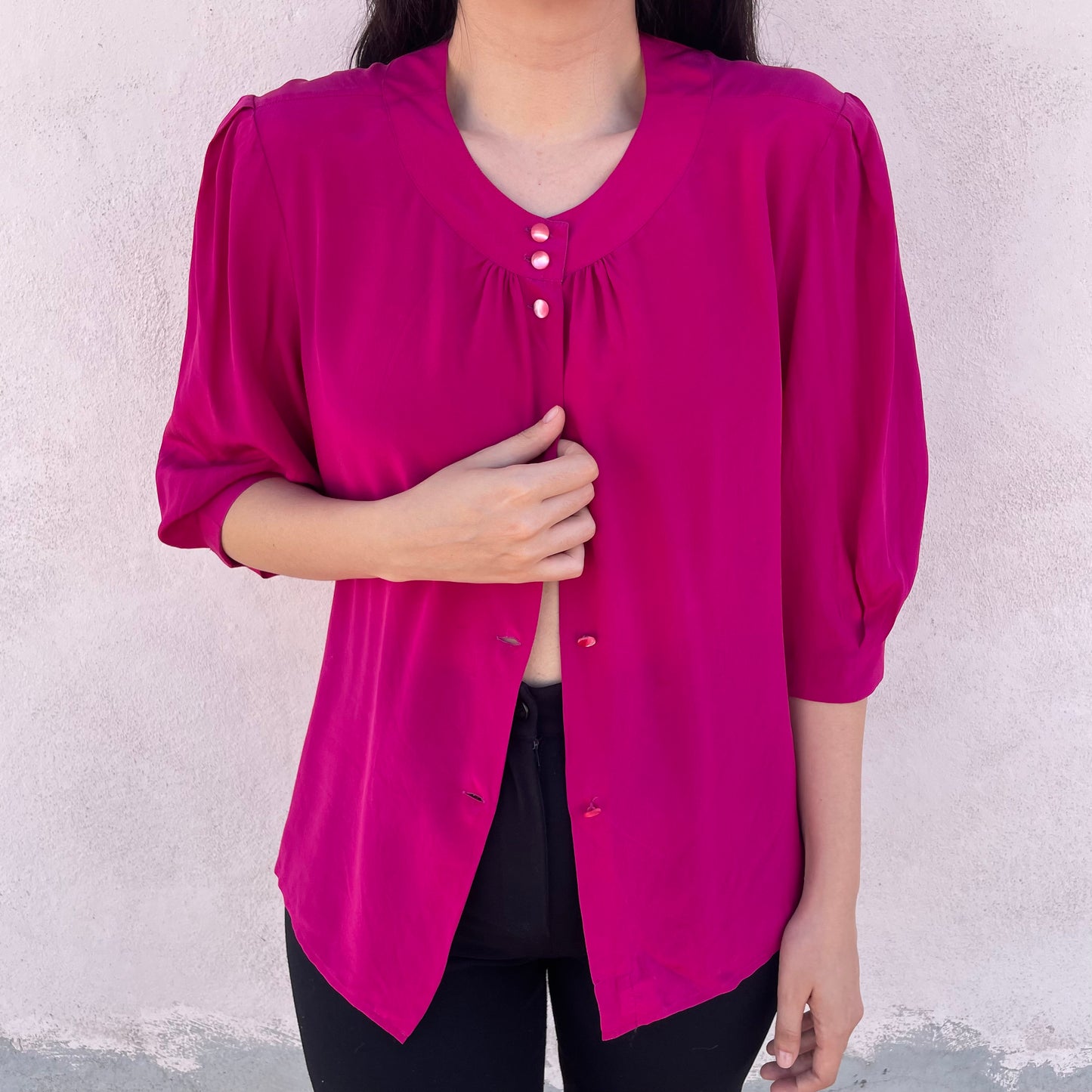 Blusa seta fucsia