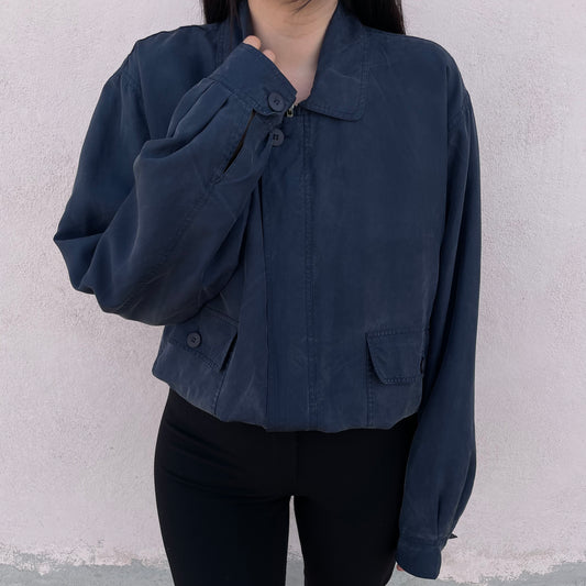 Bomber seta blu navy