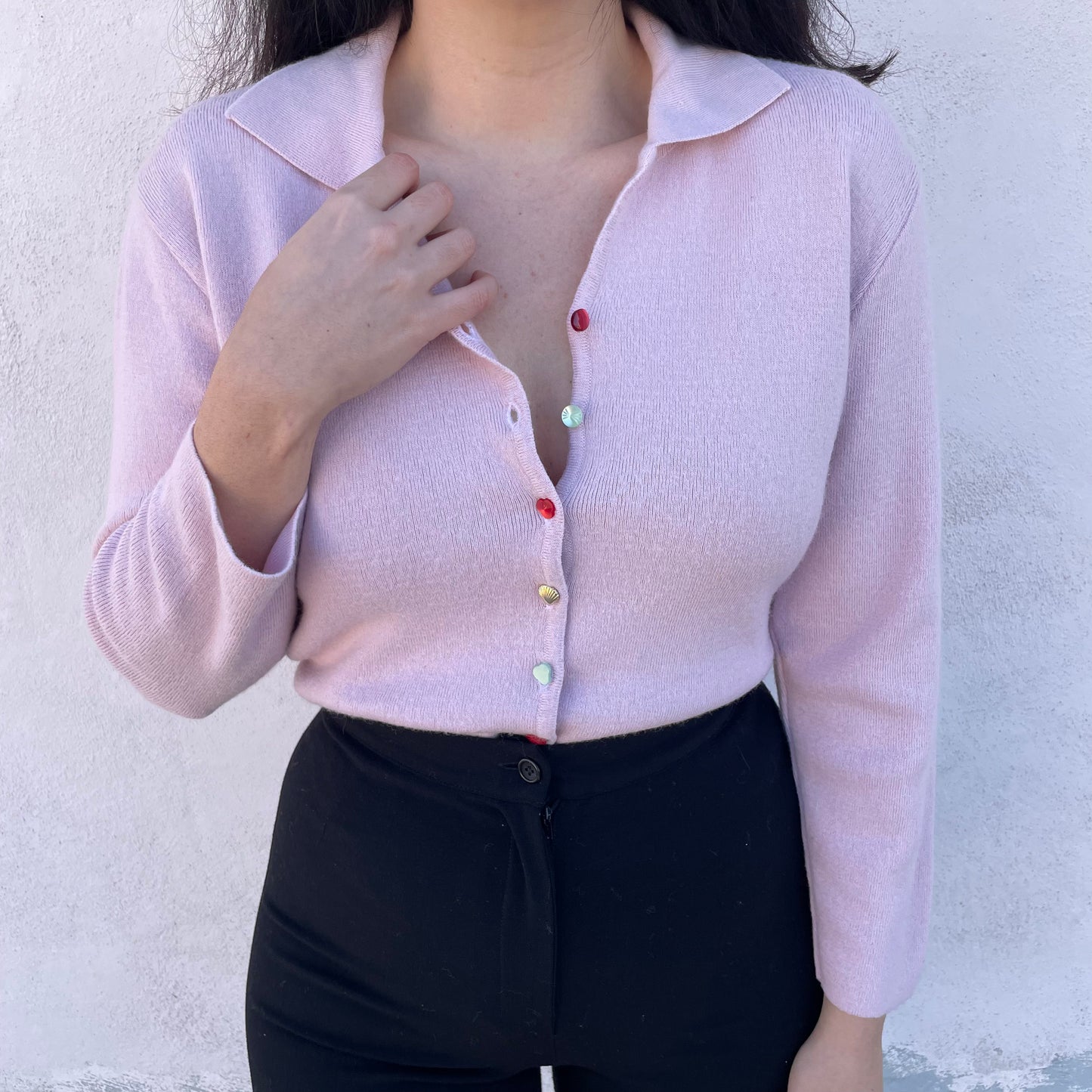 Cardigan rosa bottoni