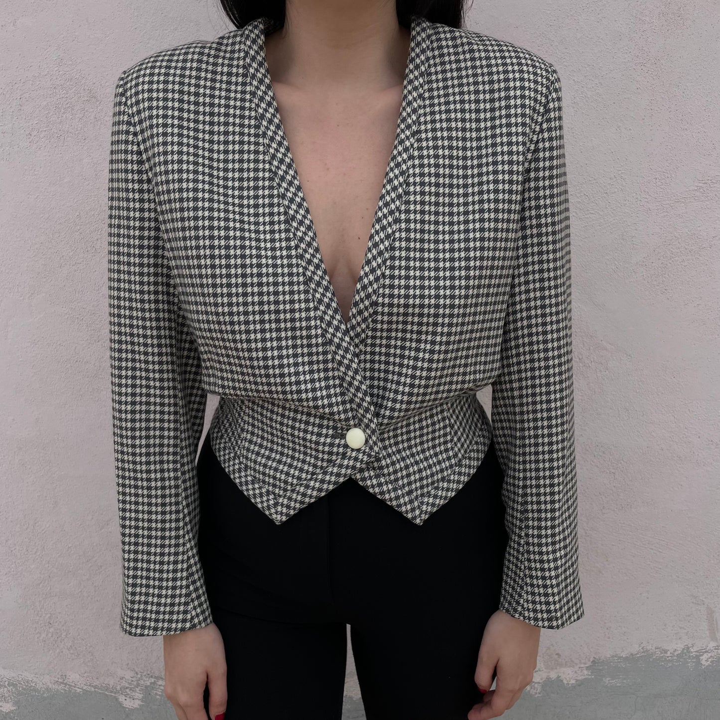 Blazer cropped pied de poule