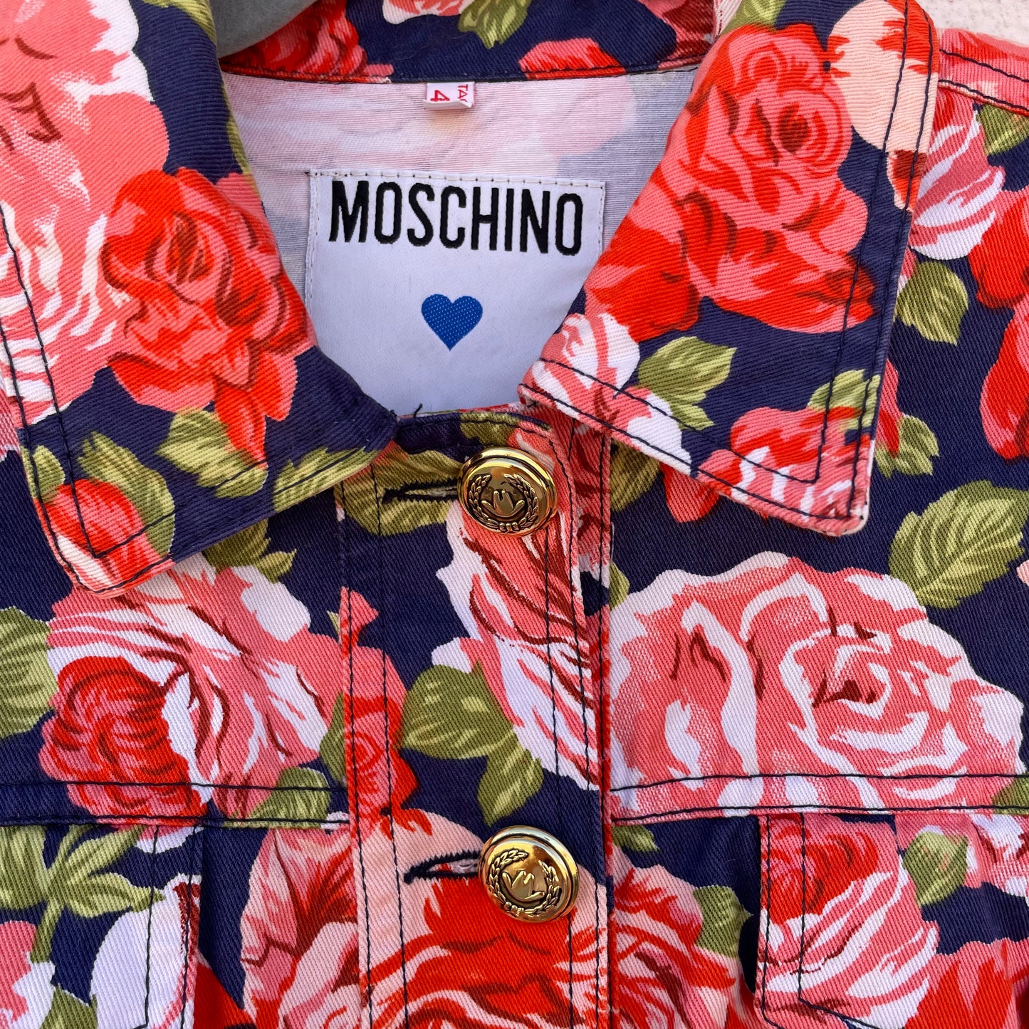 Giacca jeans fiori Moschino