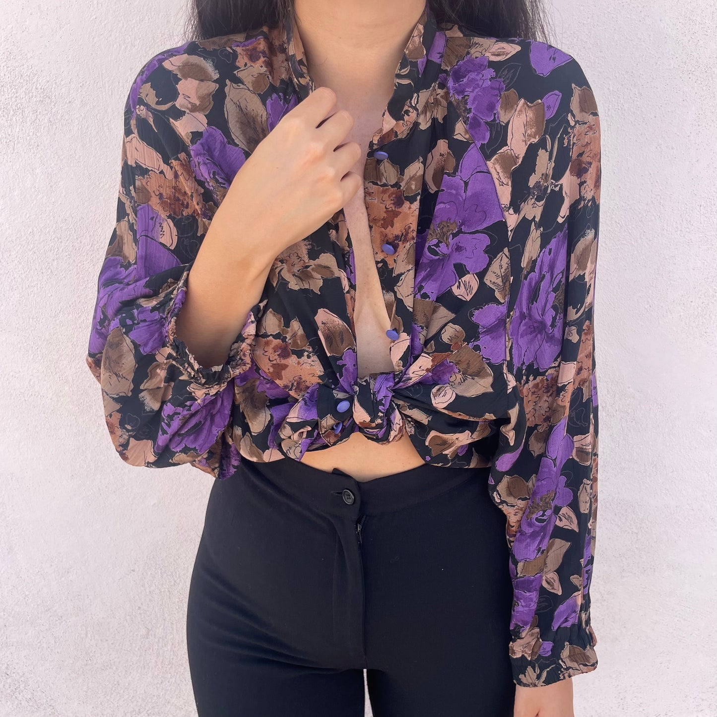 Camicia fiori viola