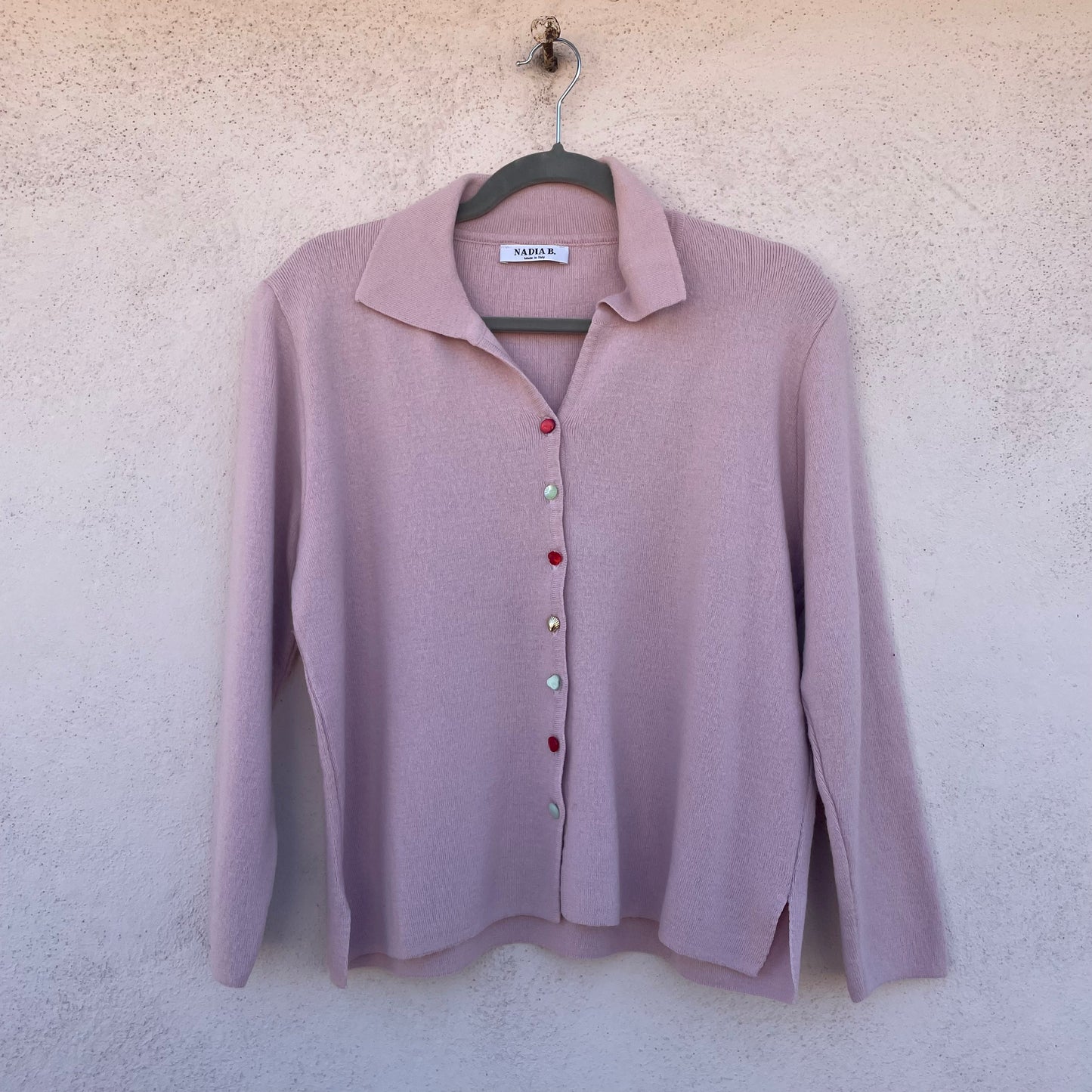 Cardigan rosa bottoni