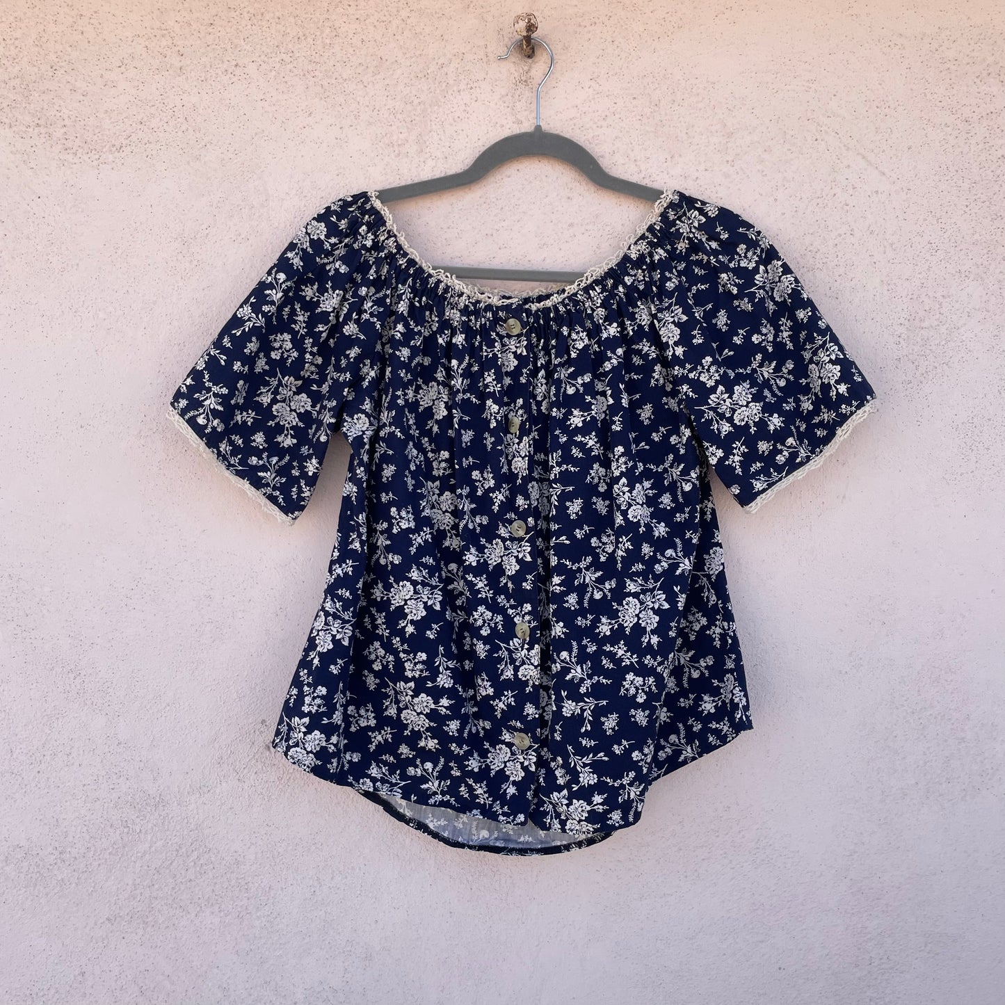 Top Bardot blu