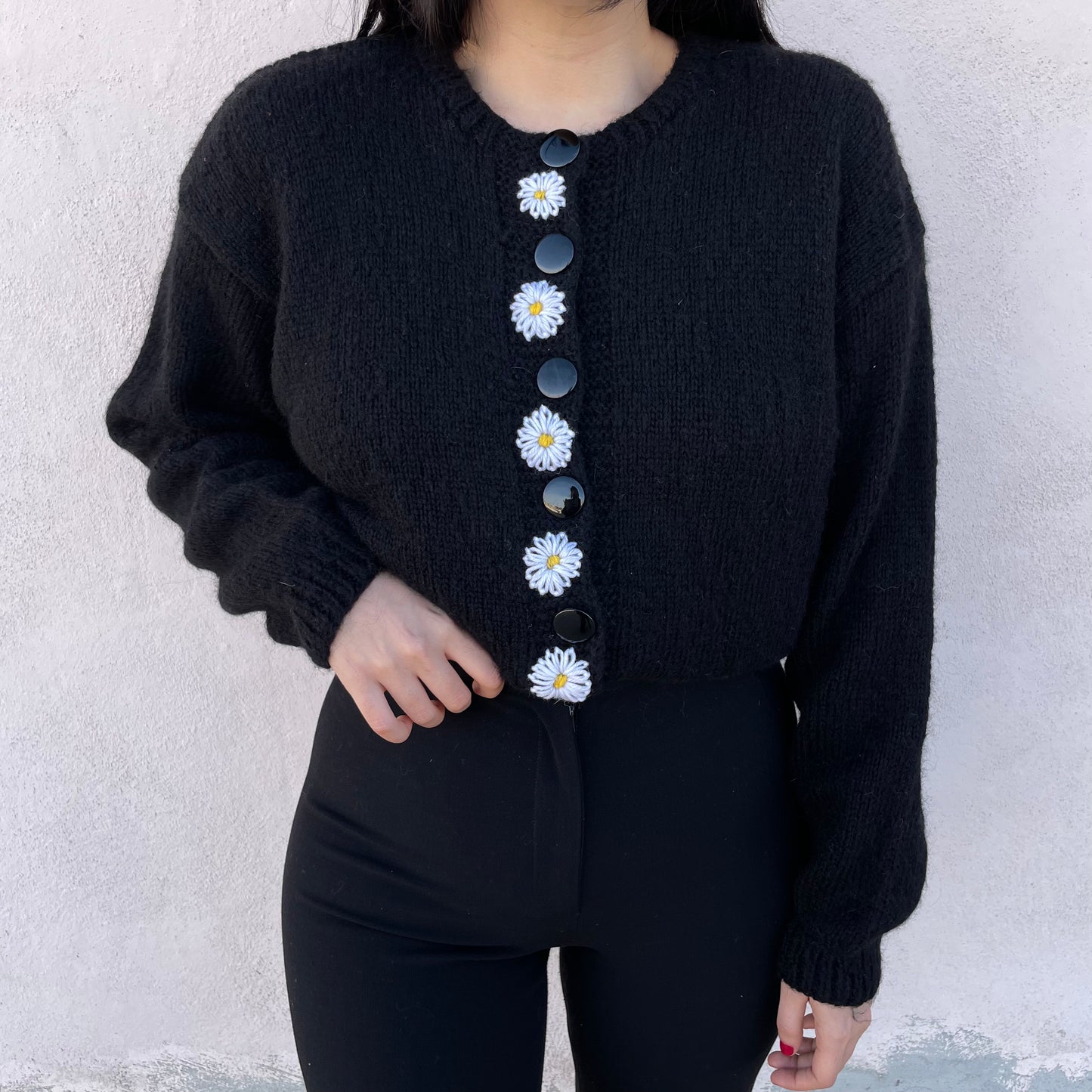 Cardigan nero margherite