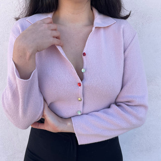 Cardigan rosa bottoni