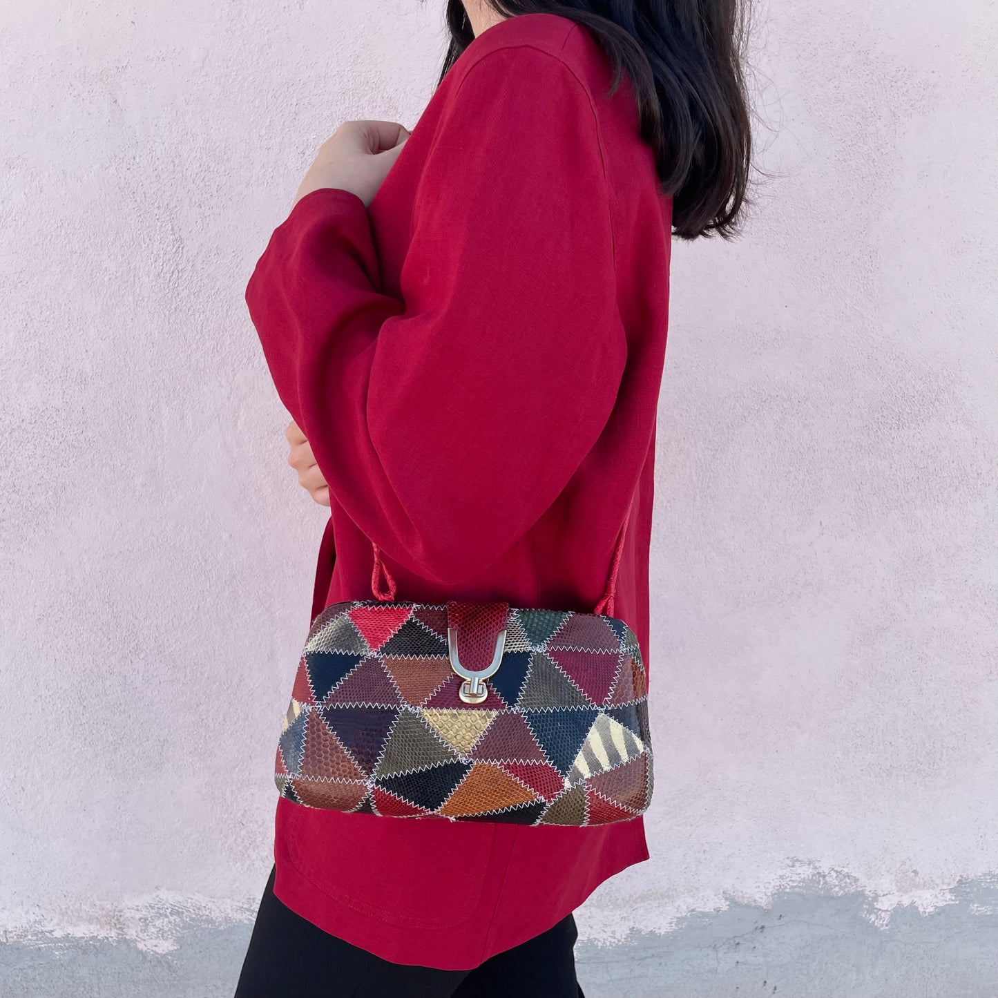 Borsa pitone patchwork 70s