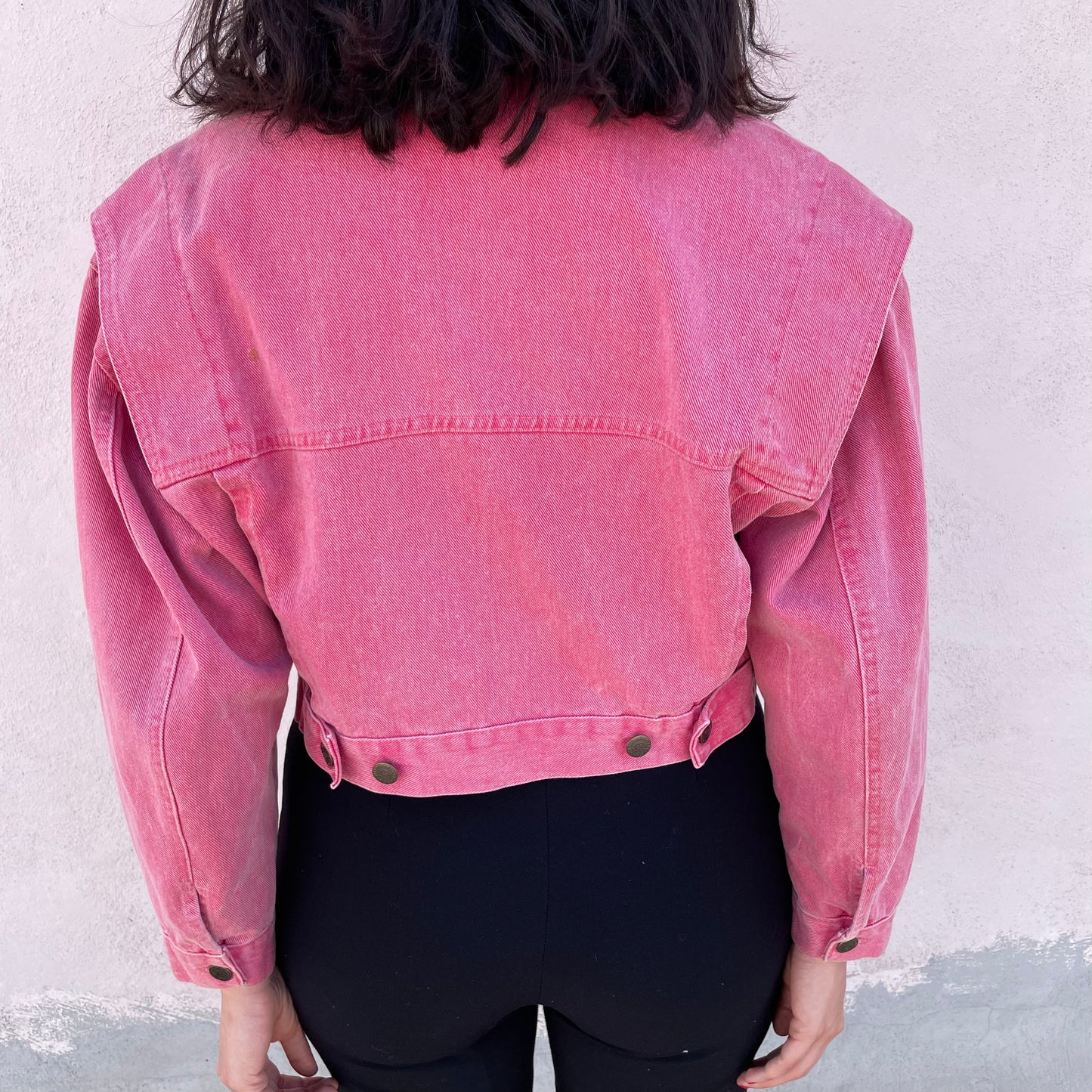 Giacca jeans cropped rosa bubble