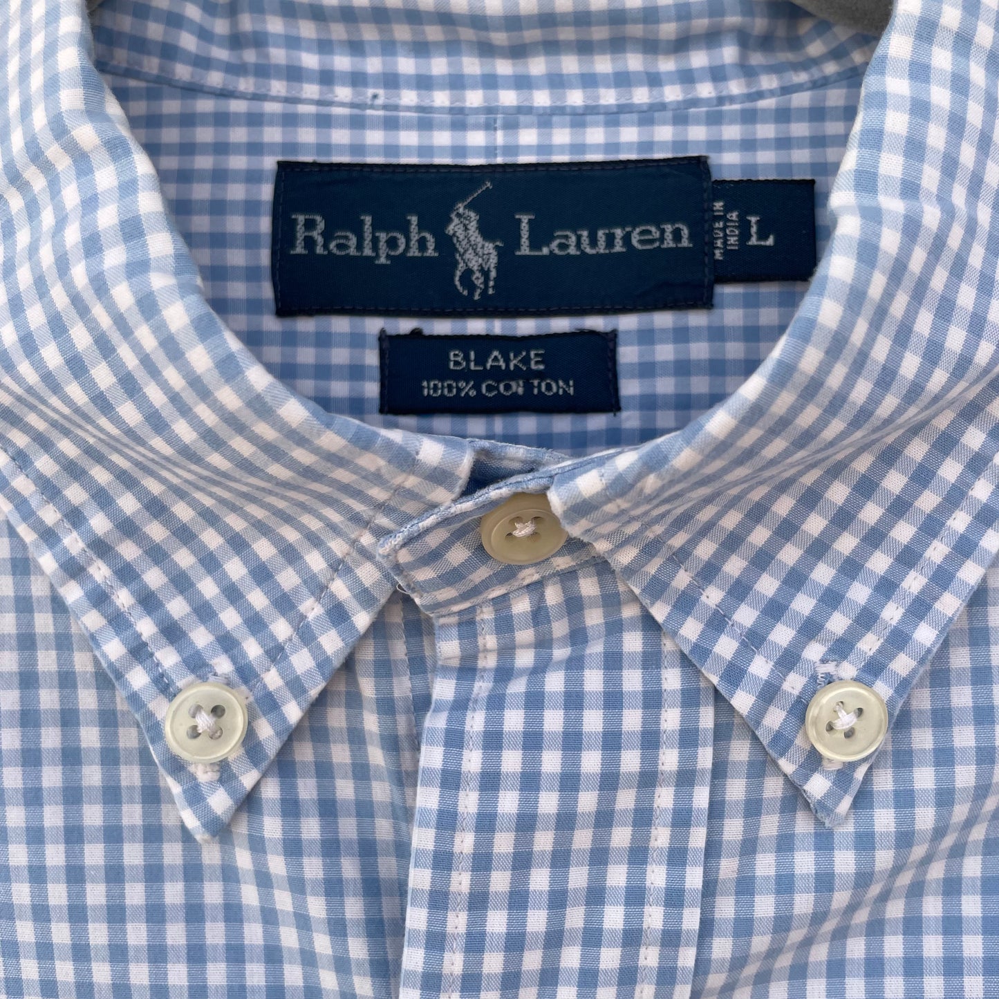 Camicia Ralph Lauren vichy celeste