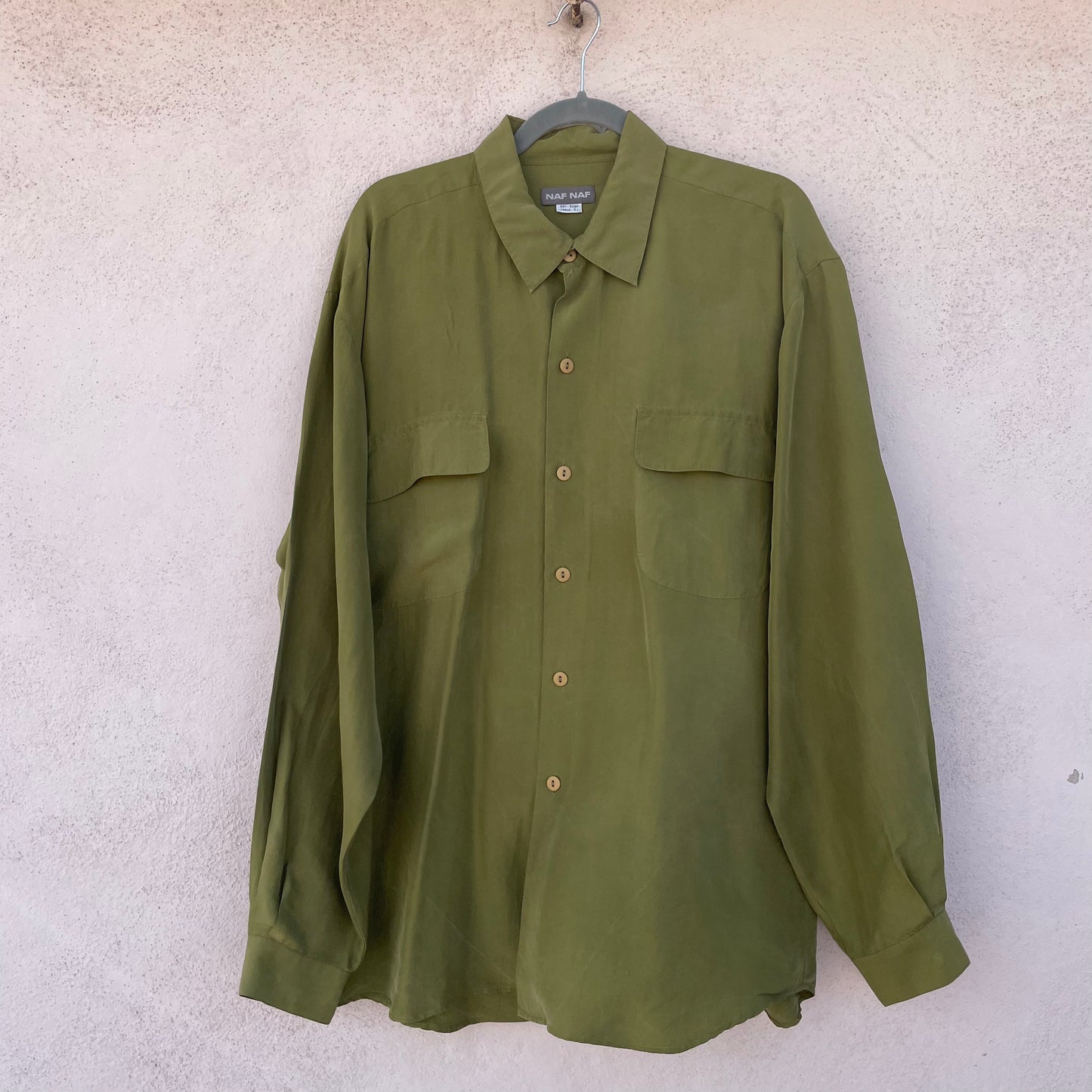 Camicia seta verde oliva