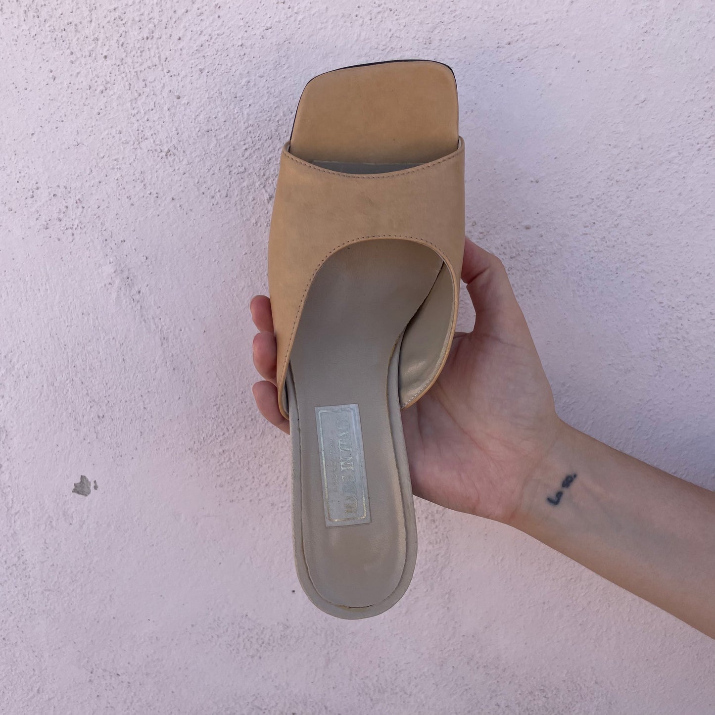 Mules pelle beige