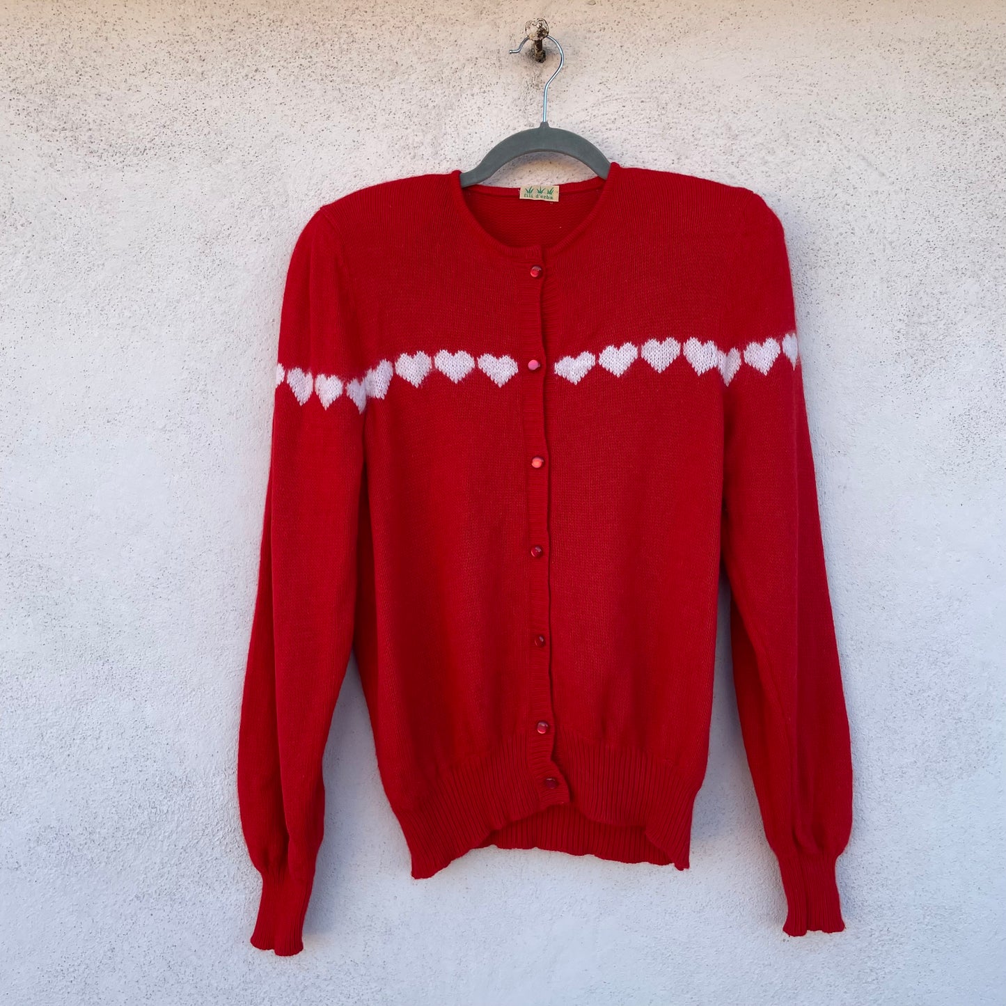 Cardigan cuori rosso