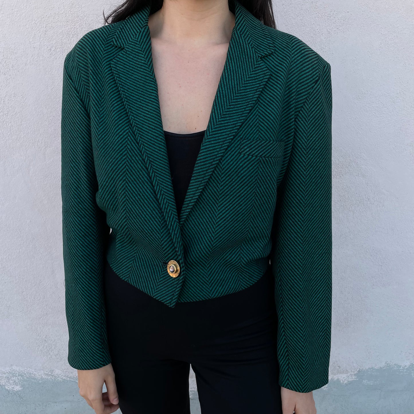 Blazer cropped herringbone verde